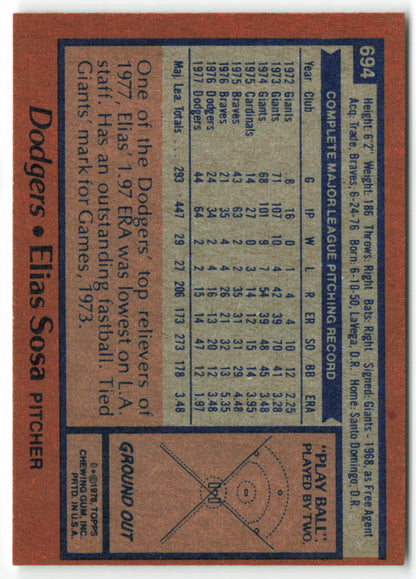 1978 Topps #694 Elias Sosa