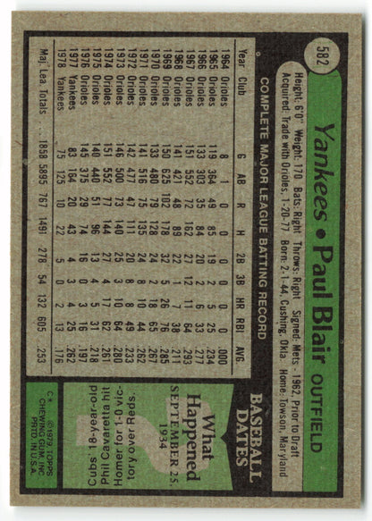 1979 Topps #582 Paul Blair