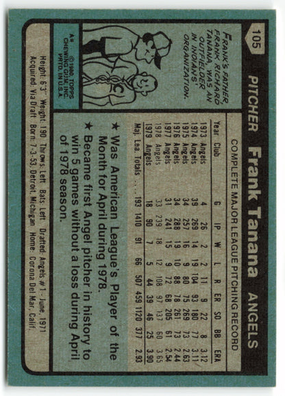 1980 Topps #105 Frank Tanana