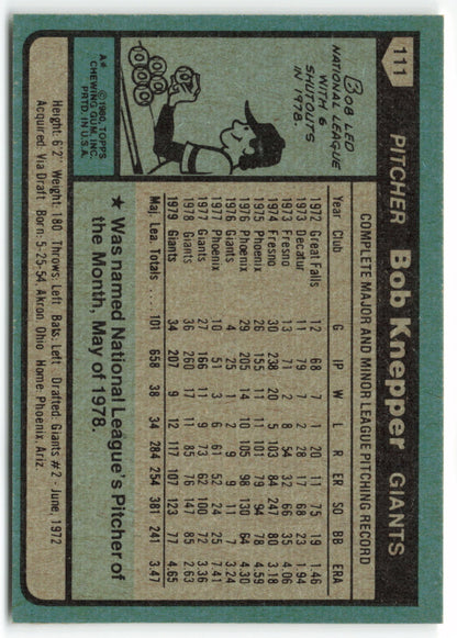 1980 Topps #111 Bob Knepper