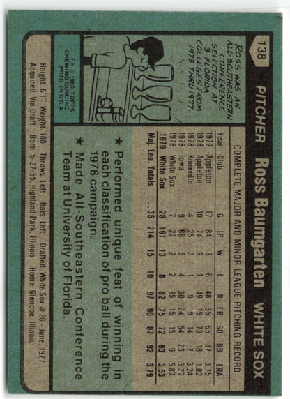 1980 Topps #138 Ross Baumgarten