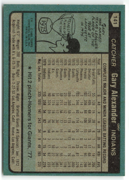 1980 Topps #141 Gary Alexander