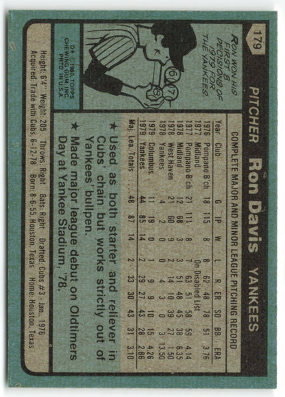 1980 Topps #179 Ron Davis RC