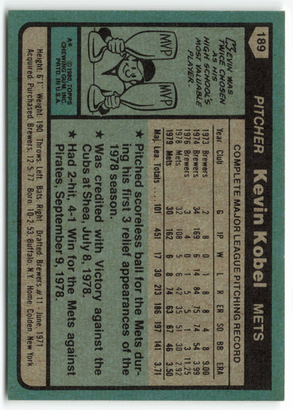 1980 Topps #189 Kevin Kobel