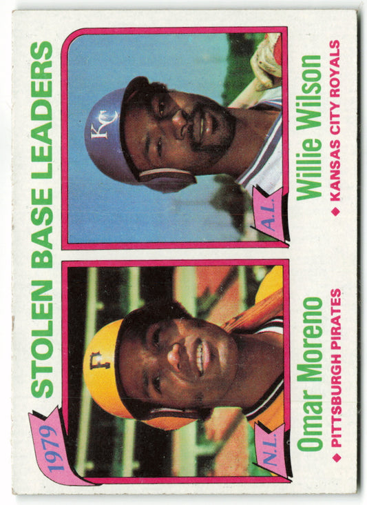 1980 Topps #204 1979 Stolen Base Leaders (Omar Moreno / Willie Wilson) LL