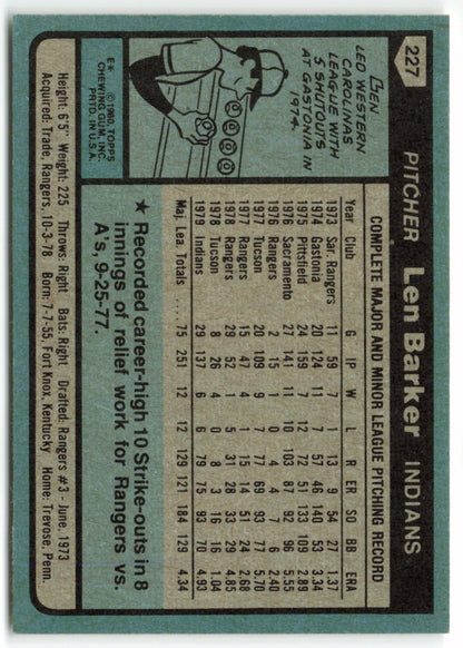 1980 Topps #227 Len Barker