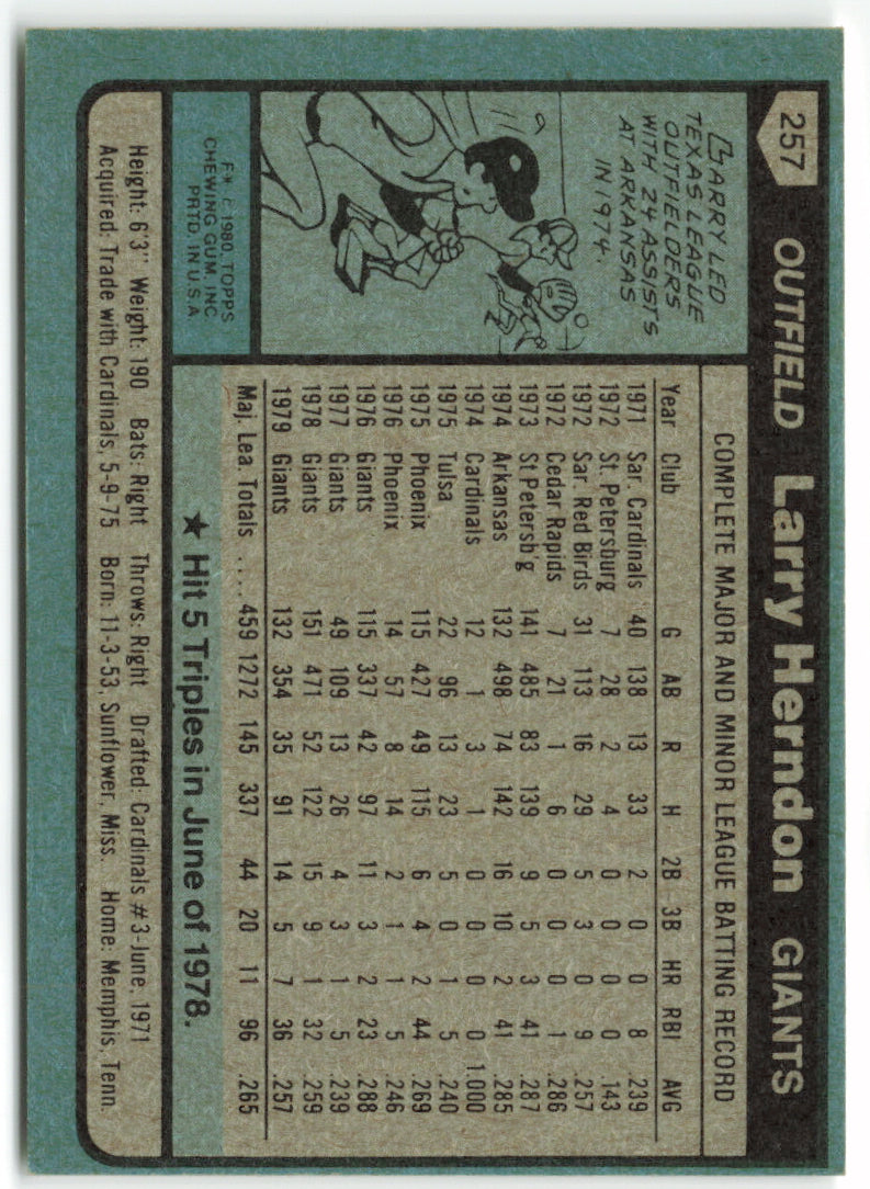 1980 Topps #257 Larry Herndon