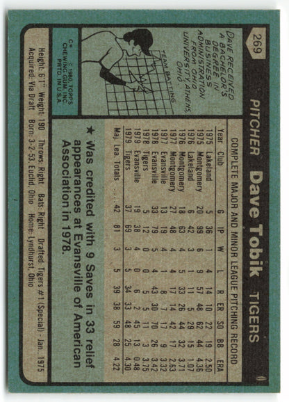 1980 Topps #269 Dave Tobik