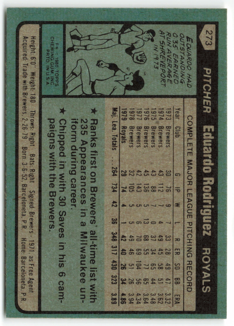 1980 Topps #273 Eduardo Rodriguez