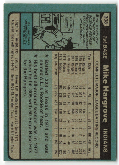 1980 Topps #308 Mike Hargrove