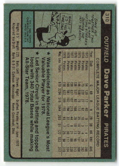 1980 Topps #310 Dave Parker AS