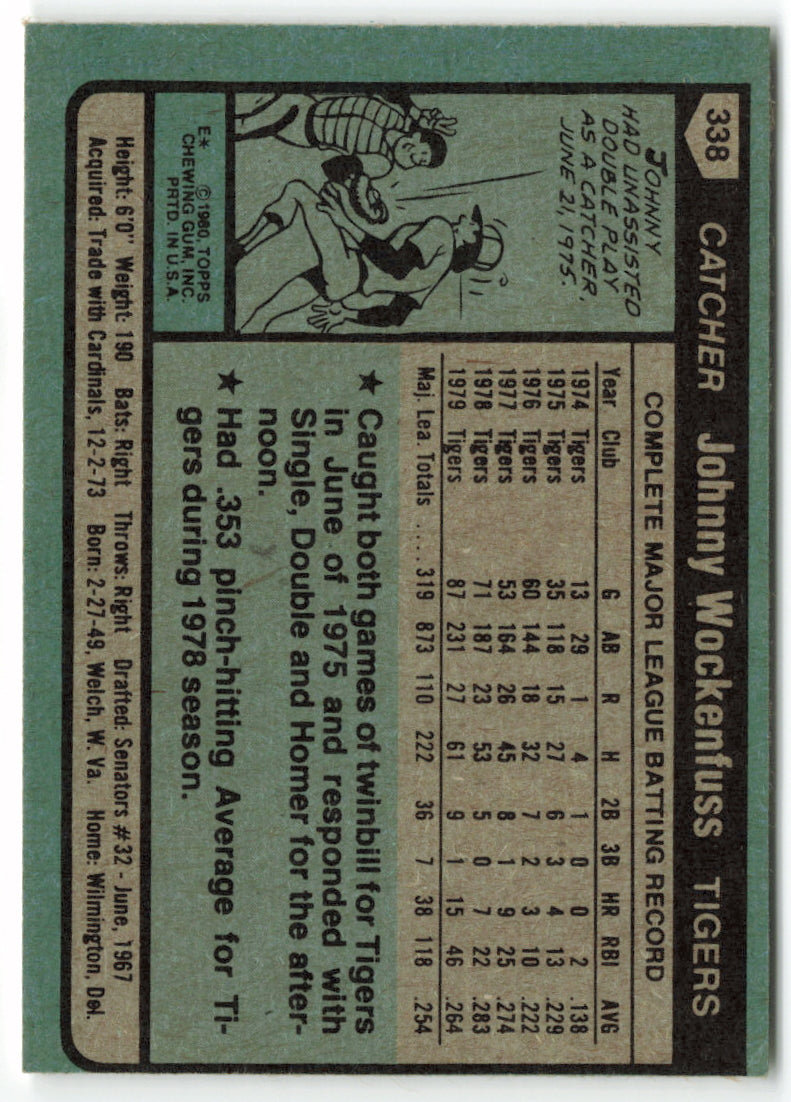 1980 Topps #338 Johnny Wockenfuss