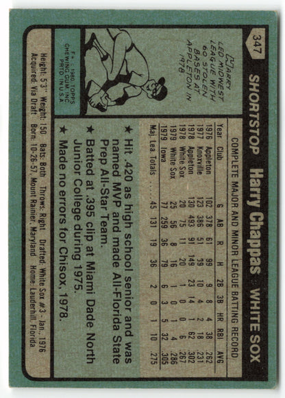 1980 Topps #347 Harry Chappas RC