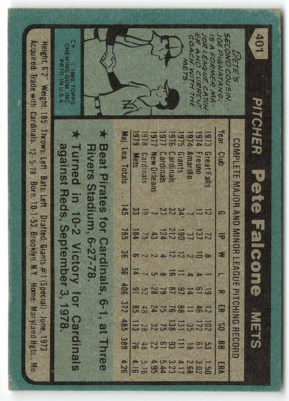 1980 Topps #401 Pete Falcone