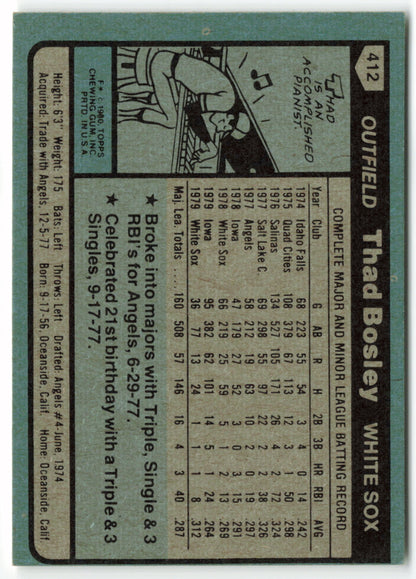 1980 Topps #412 Thad Bosley