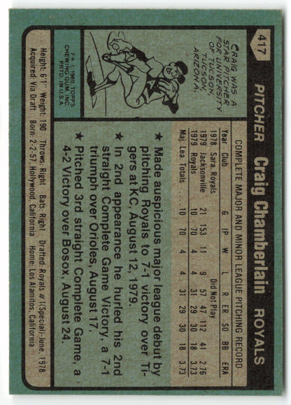 1980 Topps #417 Craig Chamberlain RC