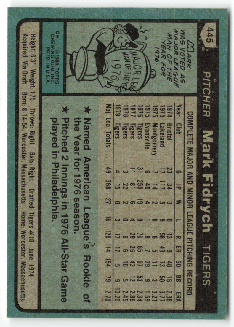 1980 Topps #445 Mark Fidrych