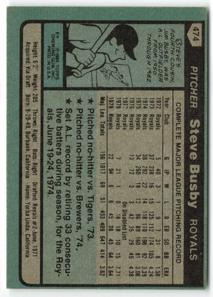 1980 Topps #474 Steve Busby