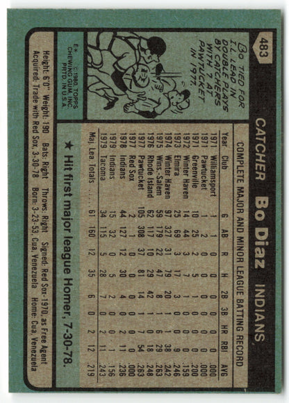 1980 Topps #483 Bo Diaz