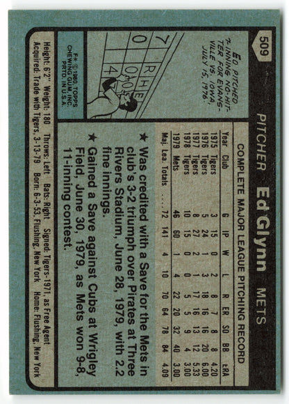 1980 Topps #509 Ed Glynn