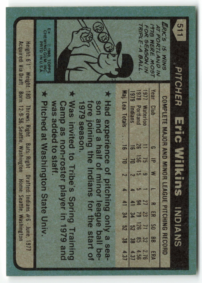 1980 Topps #511 Eric Wilkins RC