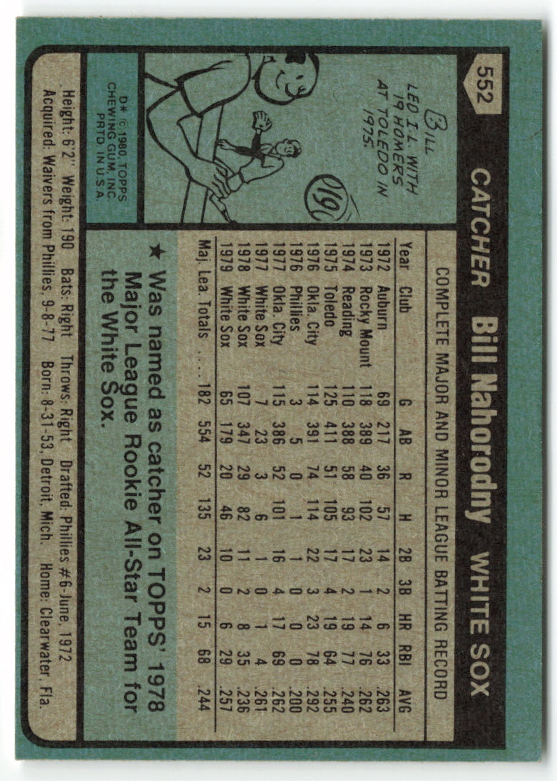 1980 Topps #552 Bill Nahorodny