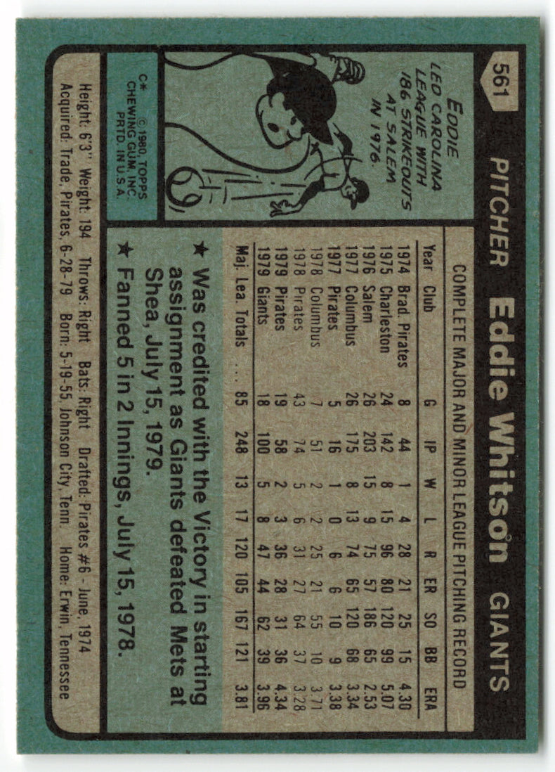 1980 Topps #561 Eddie Whitson