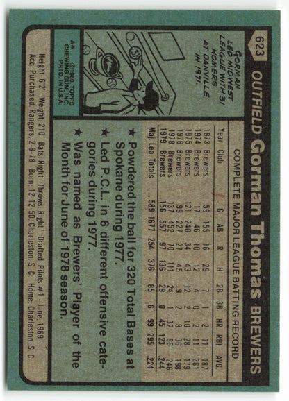 1980 Topps #623 Gorman Thomas