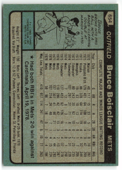 1980 Topps #654 Bruce Boisclair