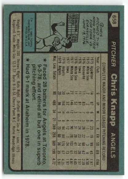 1980 Topps #658 Chris Knapp