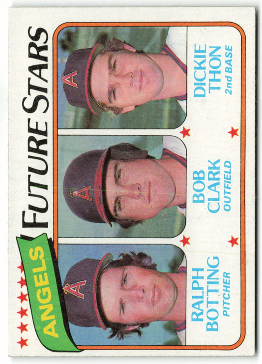 1980 Topps #663 Angels Future Stars (Ralph Botting / Bob Clark / Dickie Thon) RC