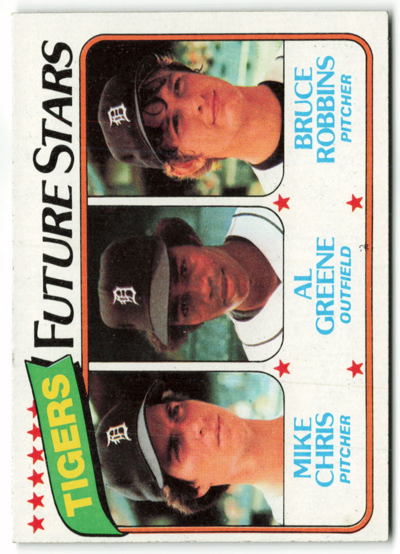 1980 Topps #666 Tigers Future Stars (Mike Chris / Al Greene / Bruce Robbins) RC