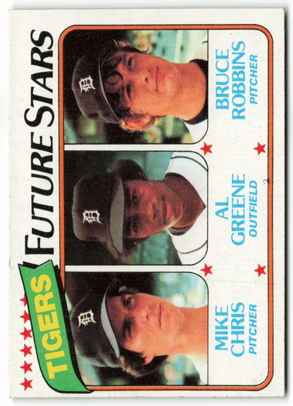 1980 Topps #666 Tigers Future Stars (Mike Chris / Al Greene / Bruce Robbins) RC