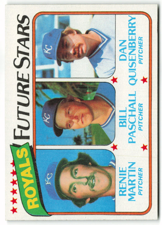 1980 Topps #667 Royals Future Stars (Renie Martin / Bill Paschall / Dan Quisenberry) RC