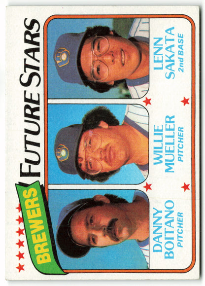 1980 Topps #668 Brewers Future Stars (Danny Boitano / Willie Mueller / Lenn Sakata) RC