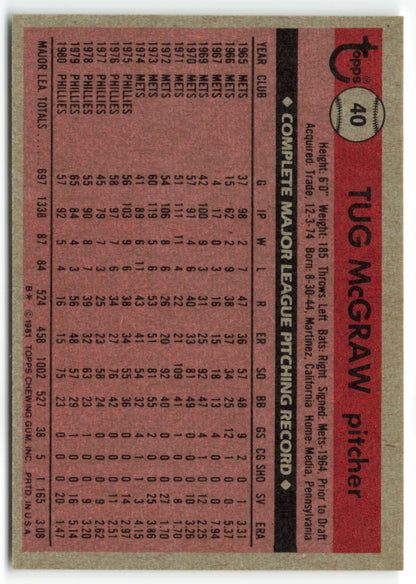 1981 Topps #040 Tug McGraw