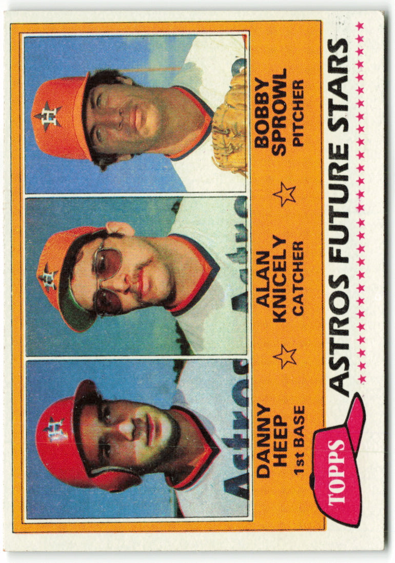 1981 Topps #082 Astros Future Stars (Danny Heep / Alan Knicely / Bobby Sprowl) FS RC