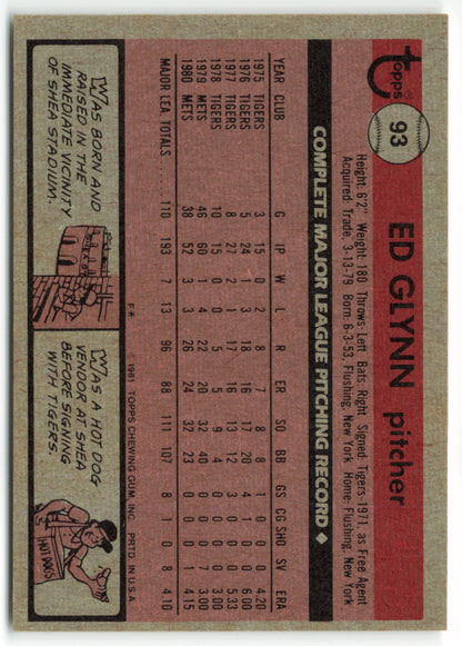 1981 Topps #093 Ed Glynn