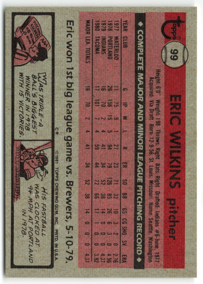 1981 Topps #099 Eric Wilkins