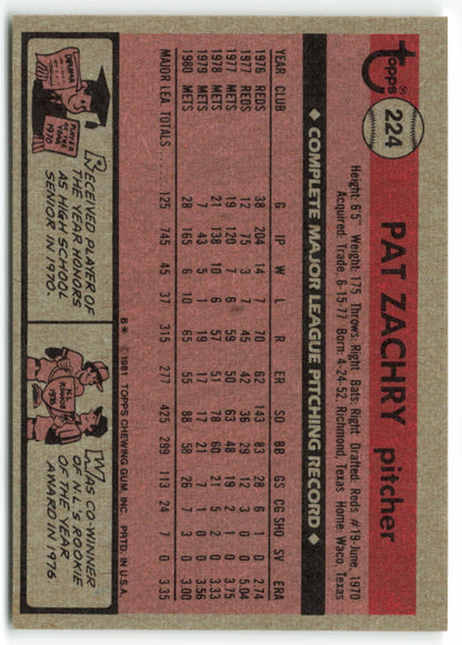 1981 Topps #224 Pat Zachry