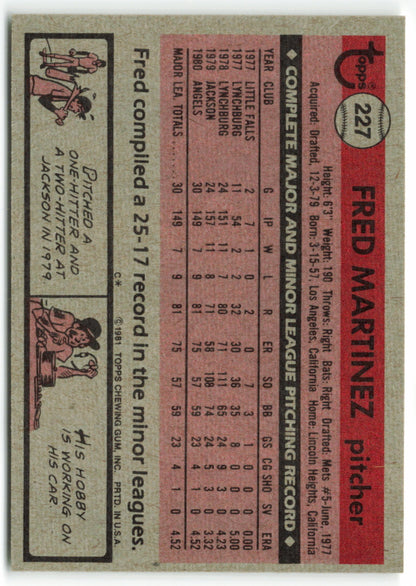 1981 Topps #227 Fred Martinez RC