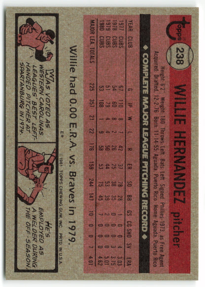 1981 Topps #238 Willie Hernandez