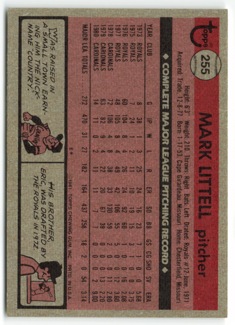 1981 Topps #255 Mark Littell