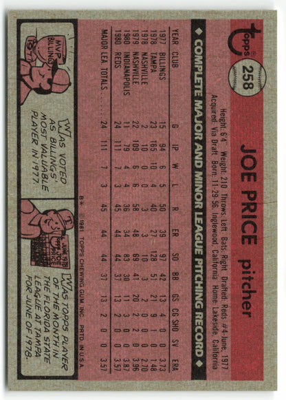 1981 Topps #258 Joe Price RC