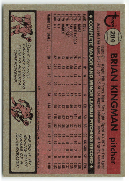 1981 Topps #284 Brian Kingman