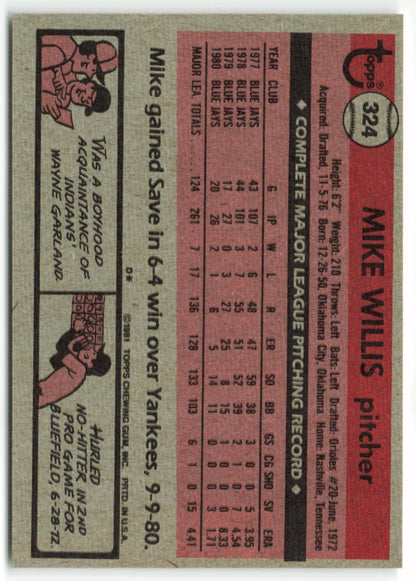 1981 Topps #324 Mike Willis