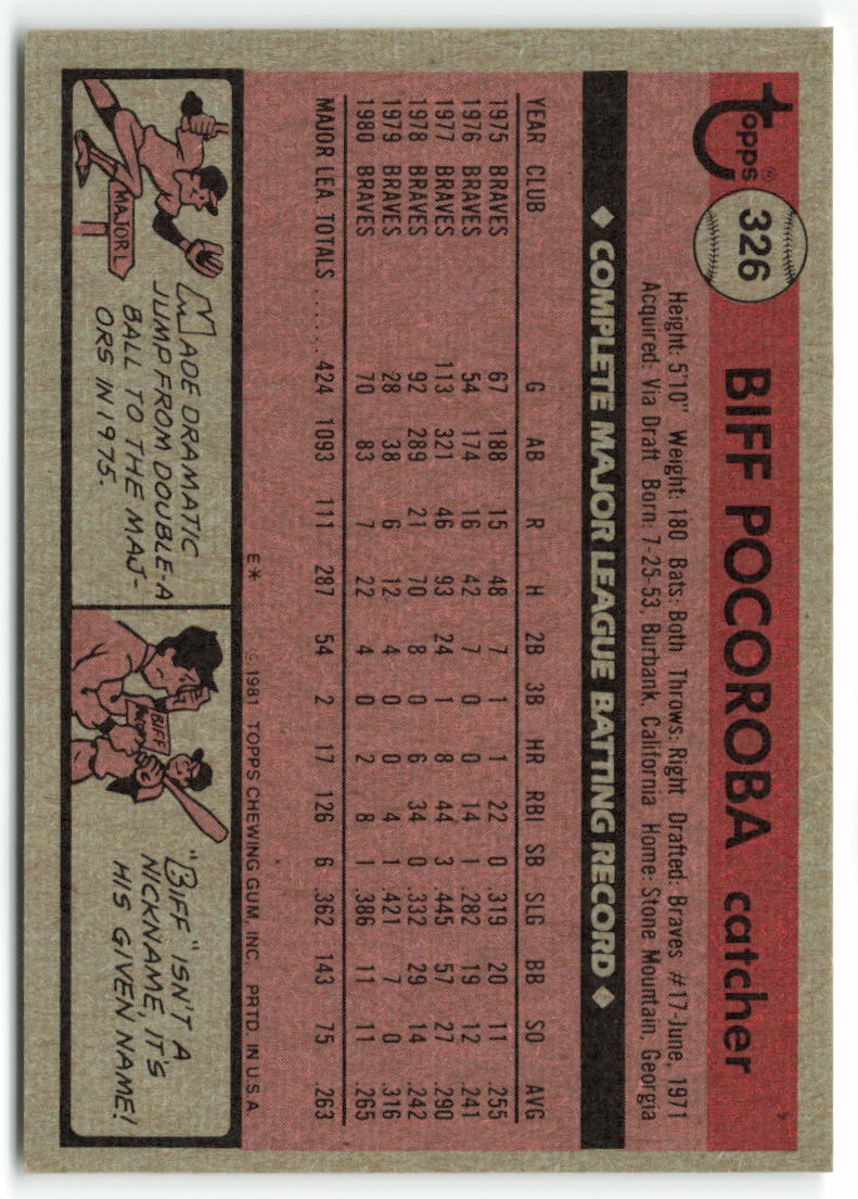 1981 Topps #326 Biff Pocoroba