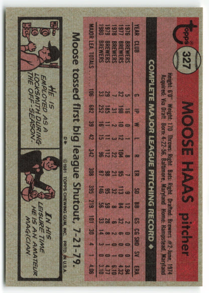 1981 Topps #327 Moose Haas