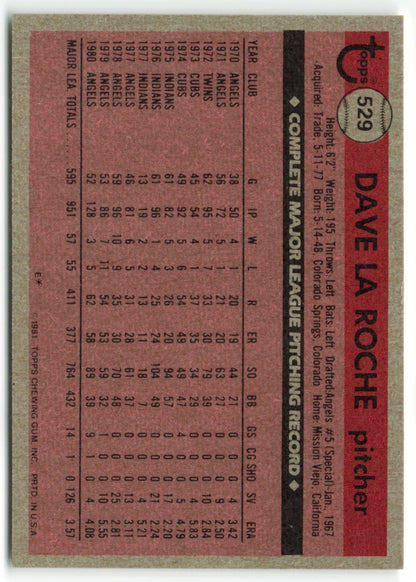 1981 Topps #529 Dave LaRoche