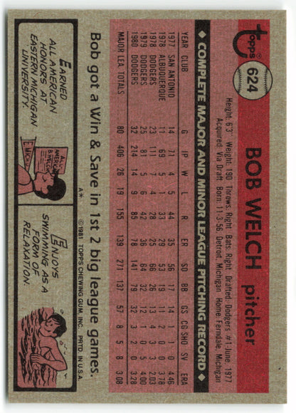 1981 Topps #624 Bob Welch